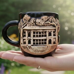handcrafted-black-ceramic-mug-sheki-khans-palace-relief-art