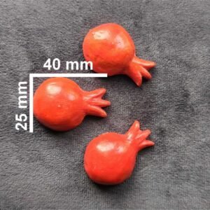 handcrafted ceramic pomegranate trio – set of 3 half open miniatures