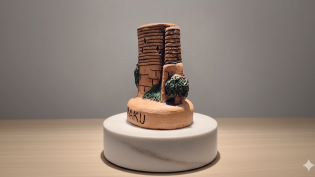 handcrafted ceramic maiden tower sculpture – authentic baku heritage